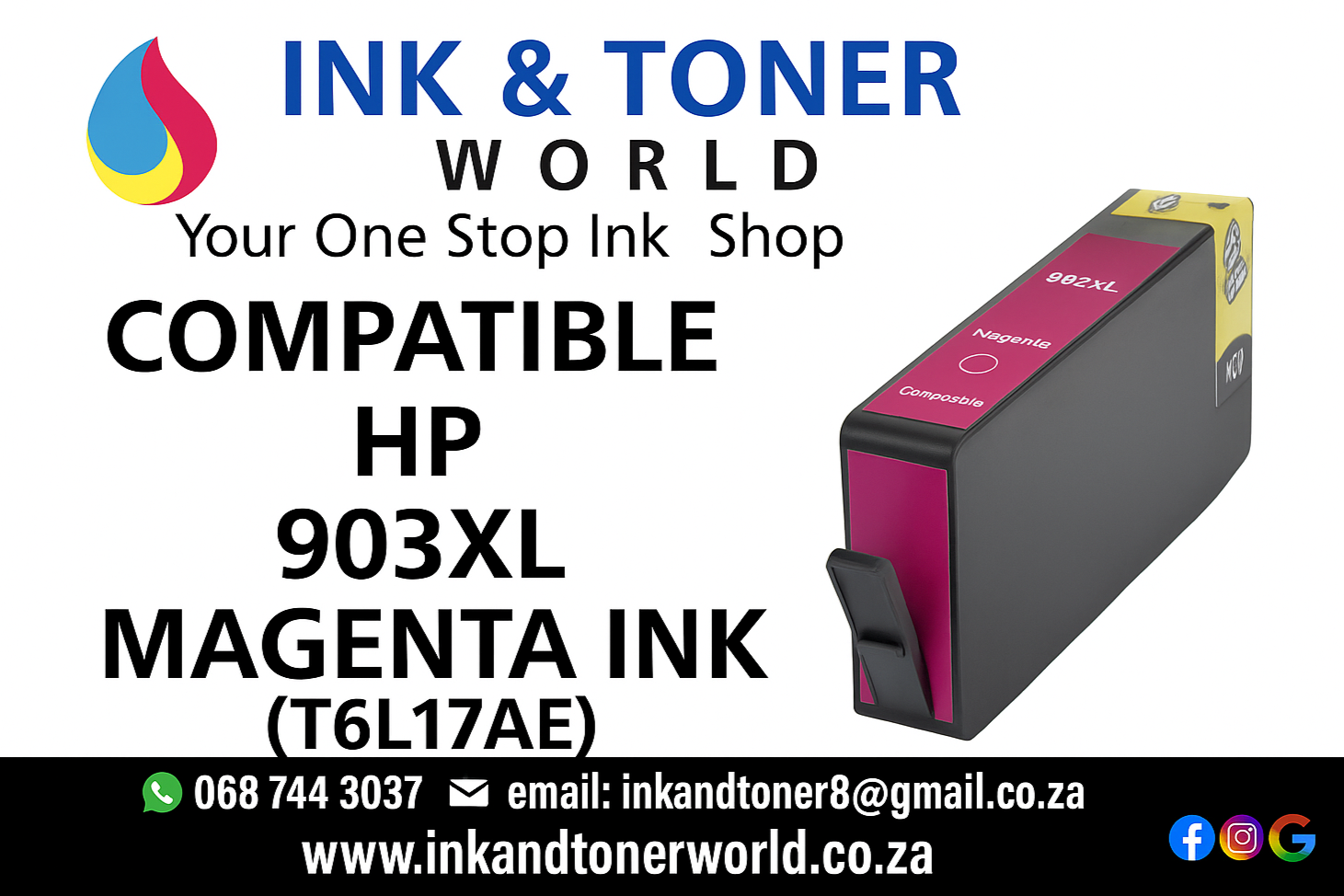 Compatible HP 953XL Magenta Ink (F6U17AE)