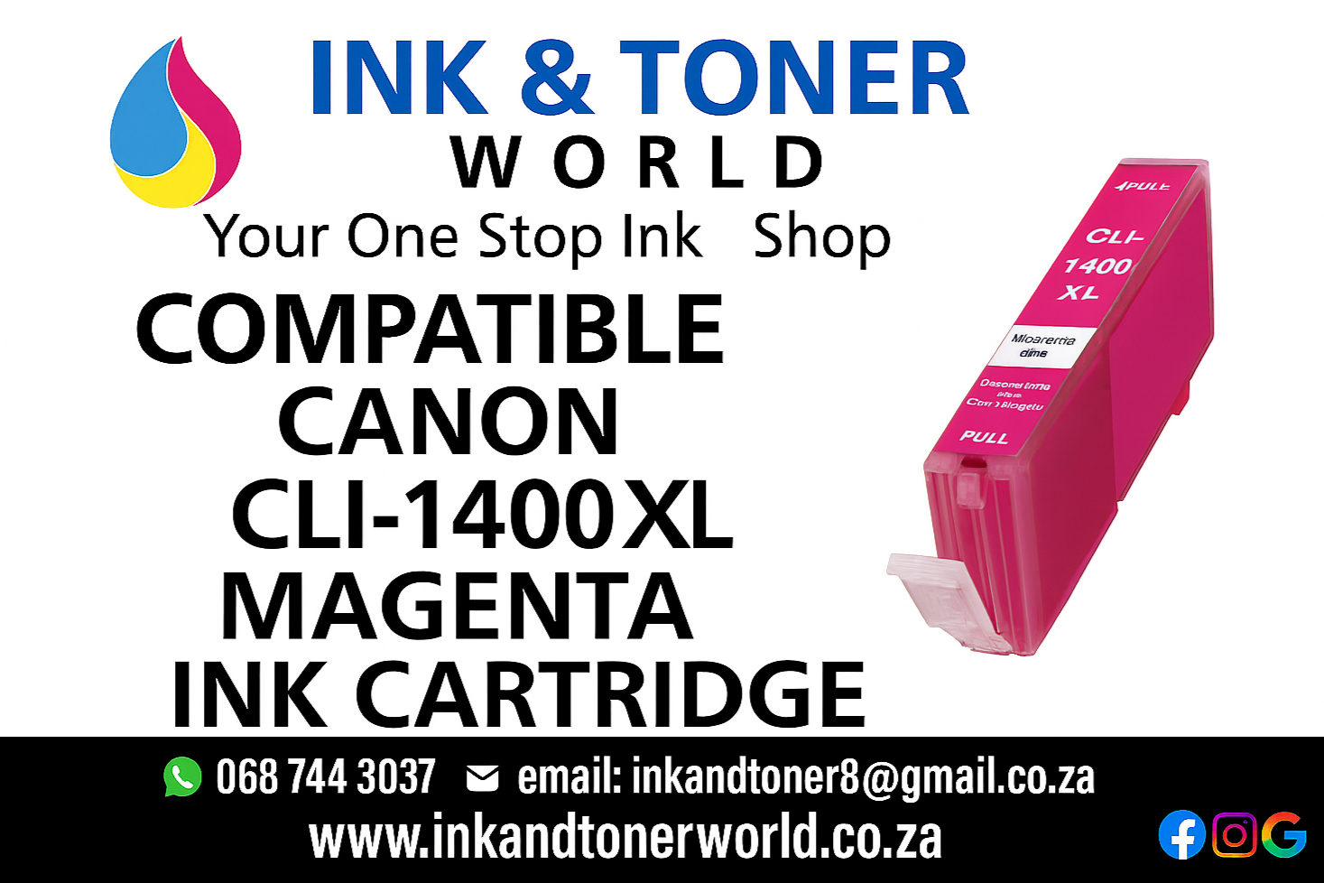 Compatible Canon CLI-1400XL Magenta Ink Cartridge