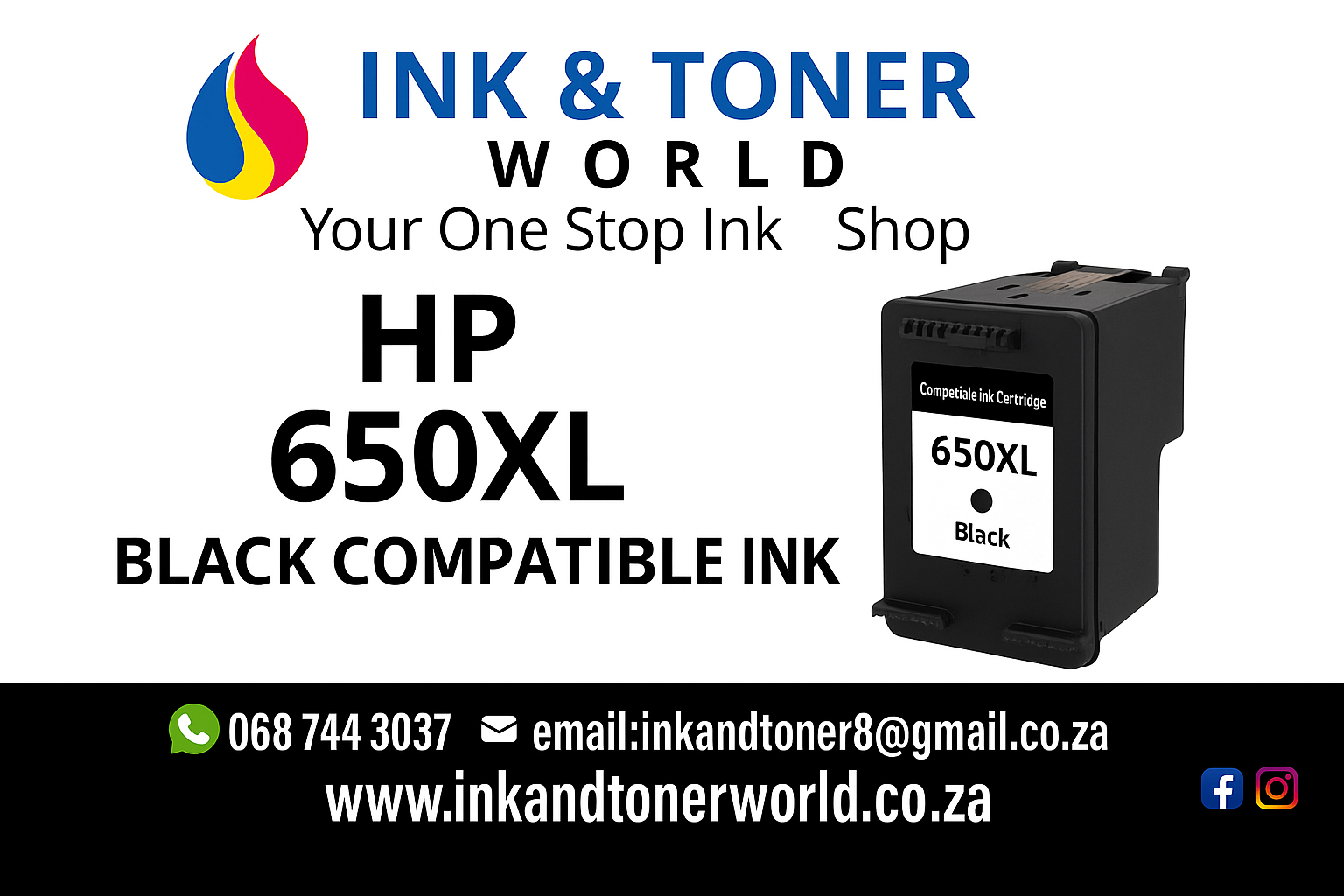 Compatible HP 650XL black ink cartridge