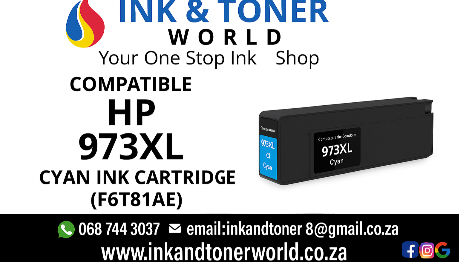 Compatible HP 973XL Cyan  Ink (F6T81AE)