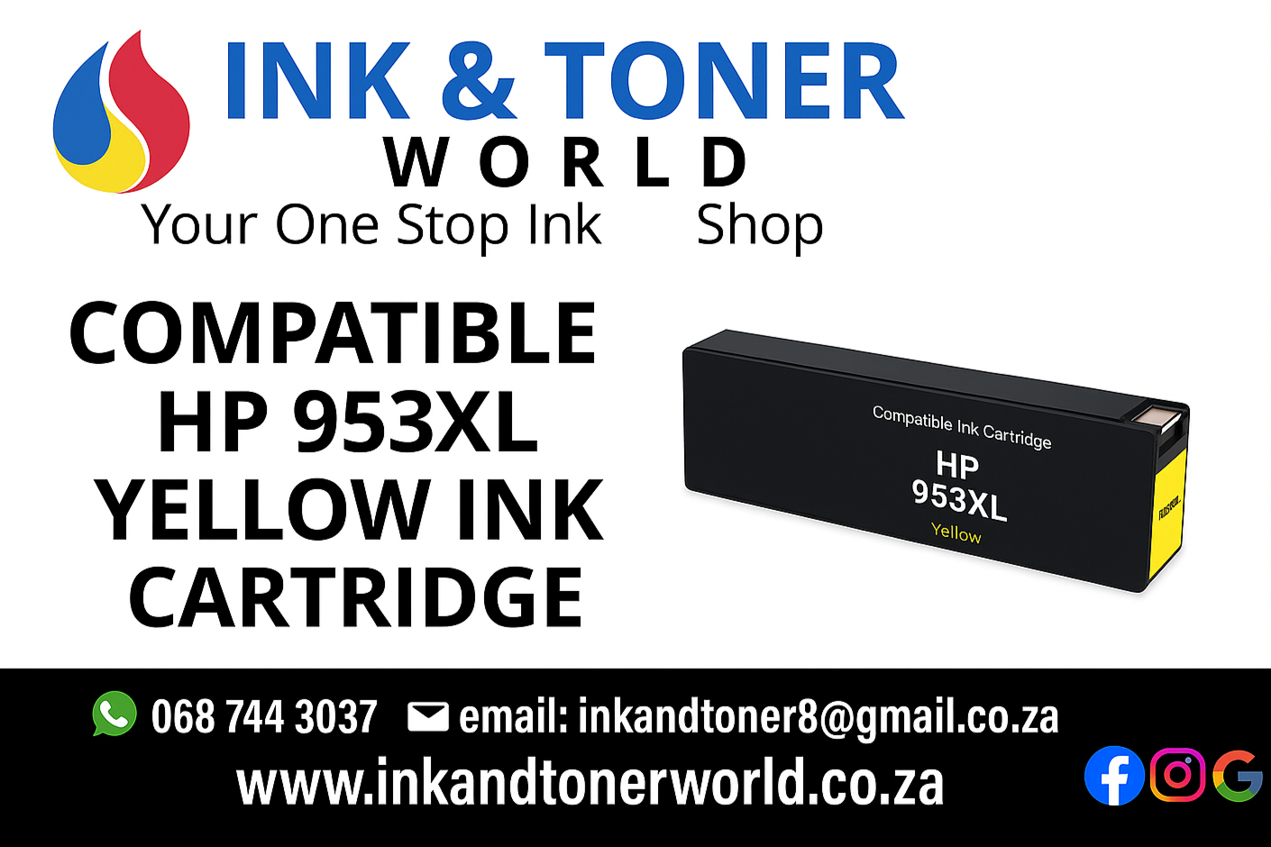 Compatible HP 953XL Yellow Ink Cartridge (F6U18AE)