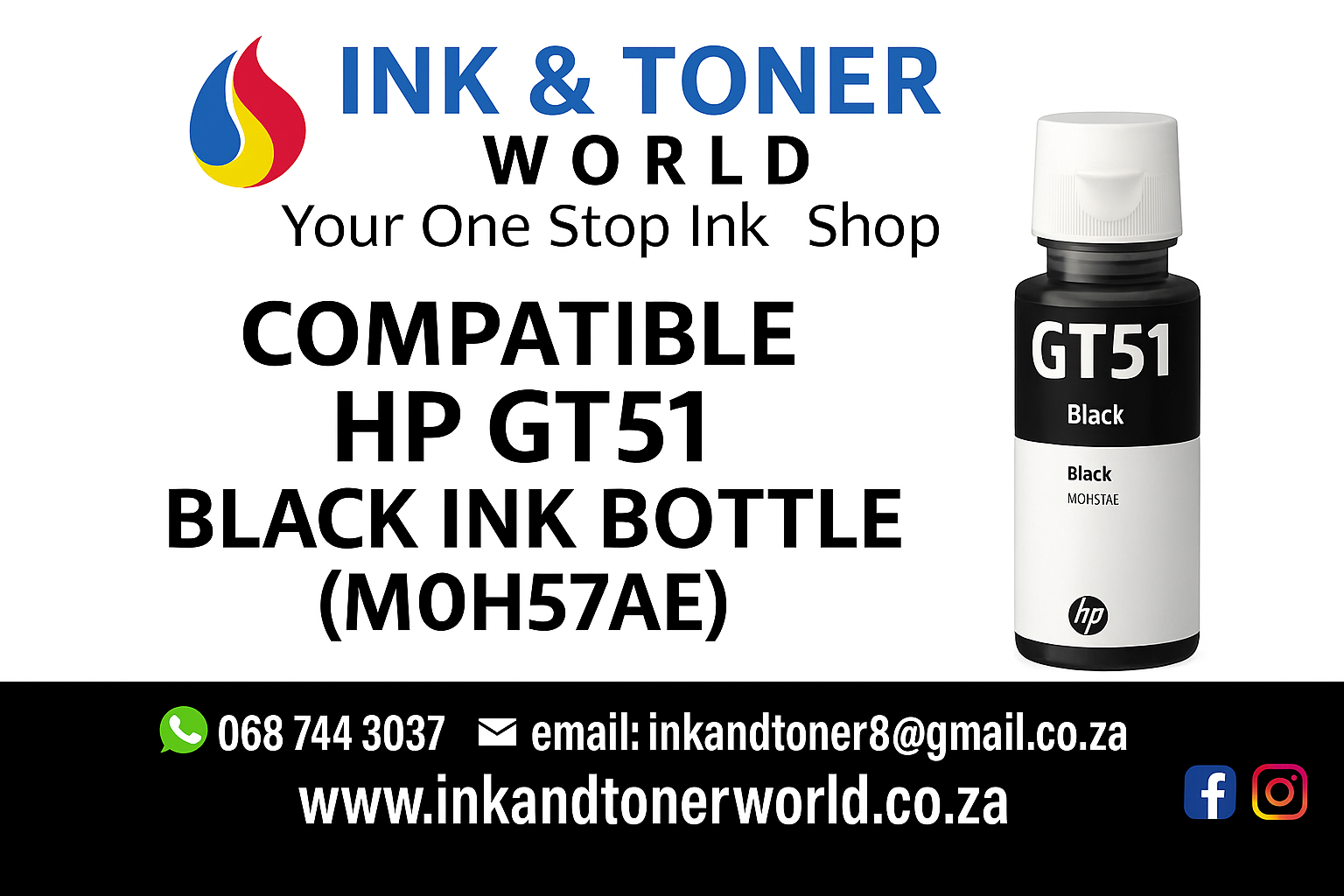 Compatible HP GT51 Black  Cartridge (M0H57AE)
